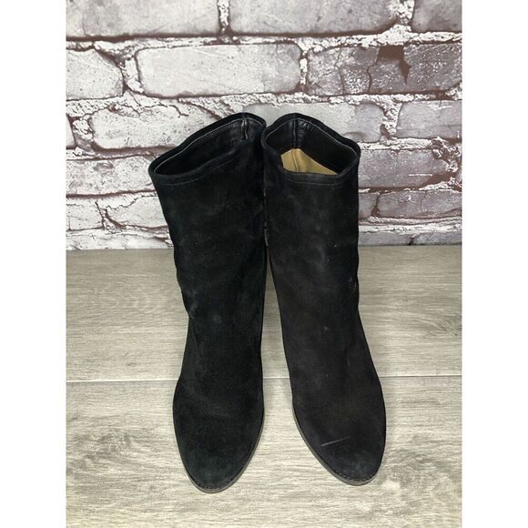 Jil Sander Black Suede Leather Pull On Heel Booties Boots Women Sz 35.5EU/5M US - Picture 11 of 16